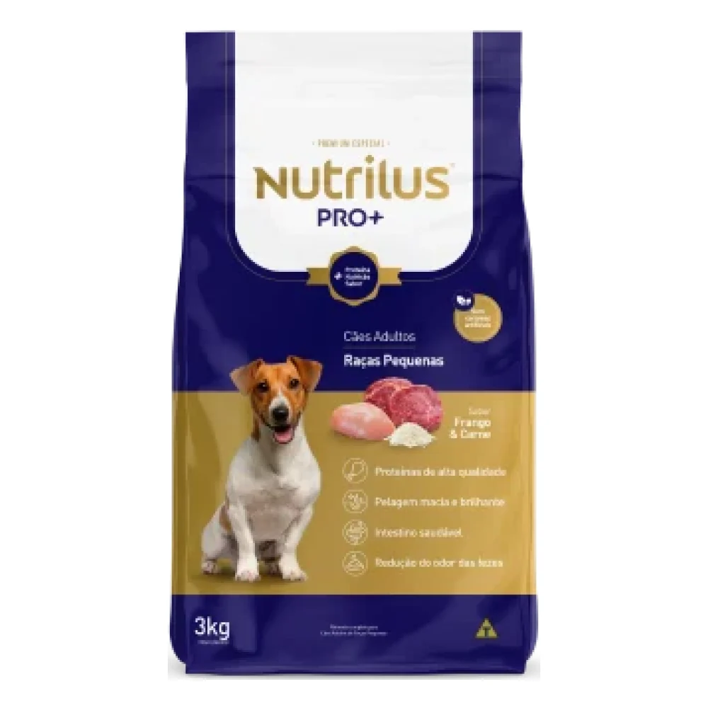 Ração Seca Nutrilus Pro+ Frango & Carne para Cães Adultos de Raças Pequenas