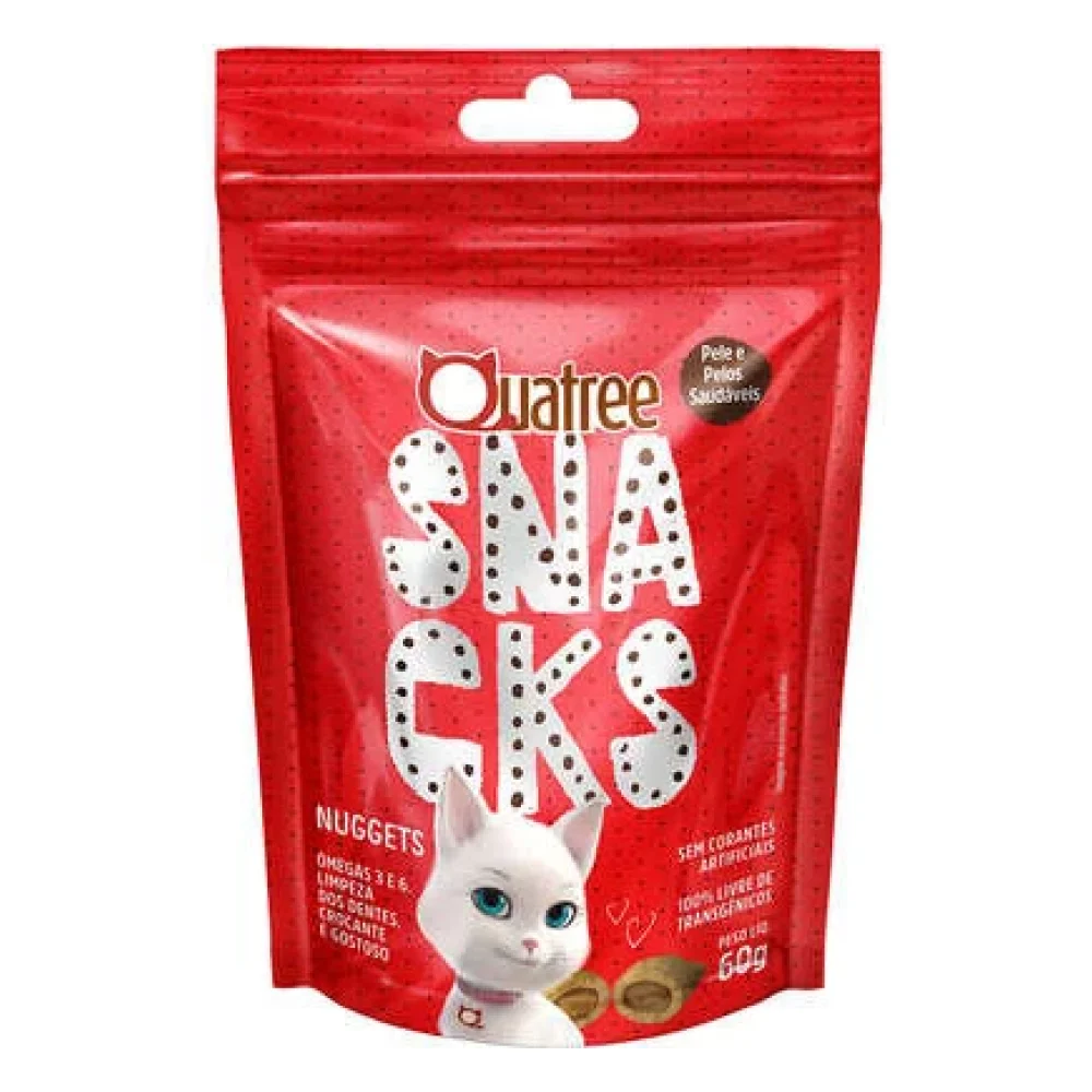 Quatree Snacks Nuggets Frango Pele e Pelo para Gatos