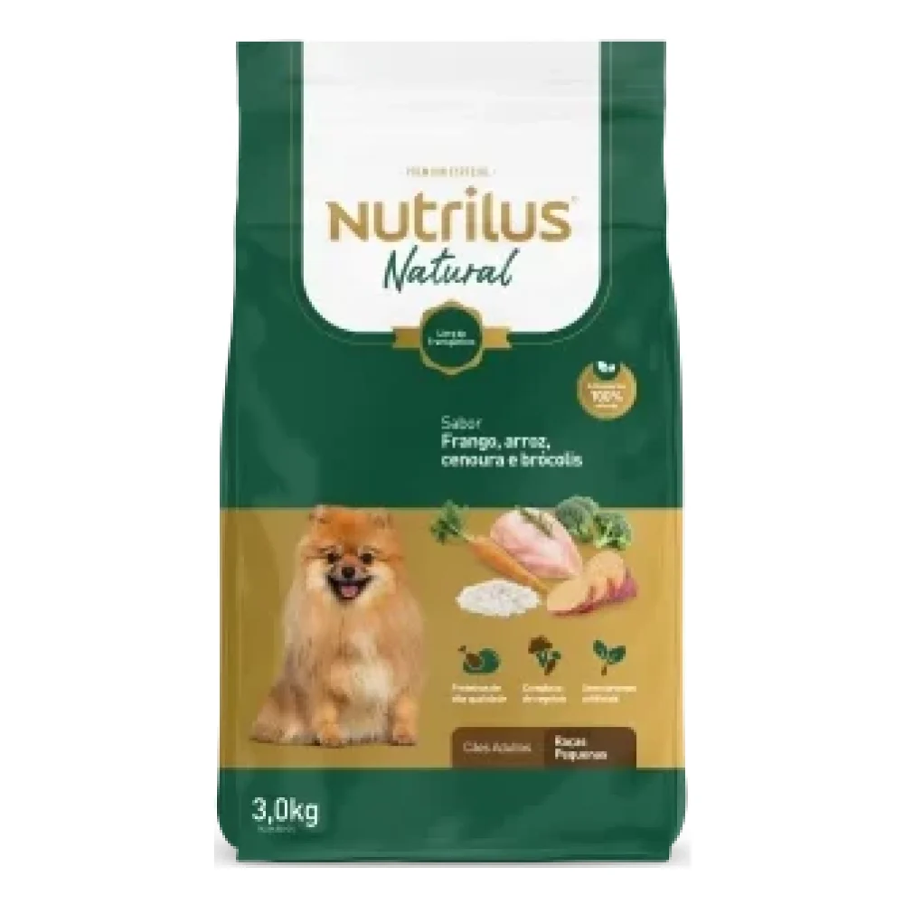 Ração Seca Nutrilus Natural Frango e Arroz para Cães Adultos Raças Pequenas