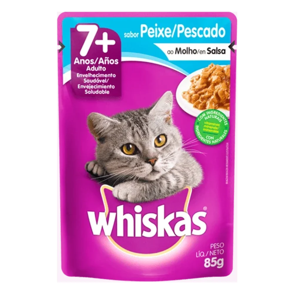 Whiskas® Adulto 7+ anos Sabor Peixe ao Molho Envelhecimento Saudável