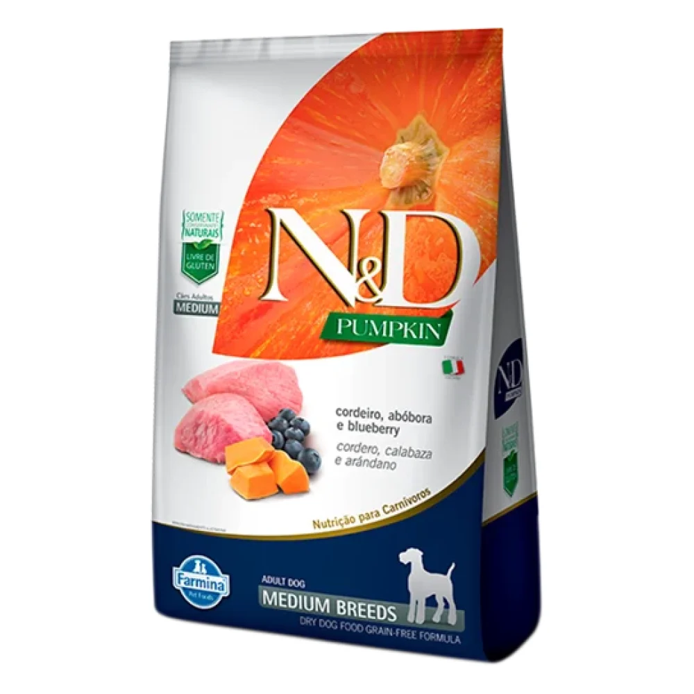 N&D Pumpkin Canine Formula Medium Breeds - Cordeiro e Blueberry