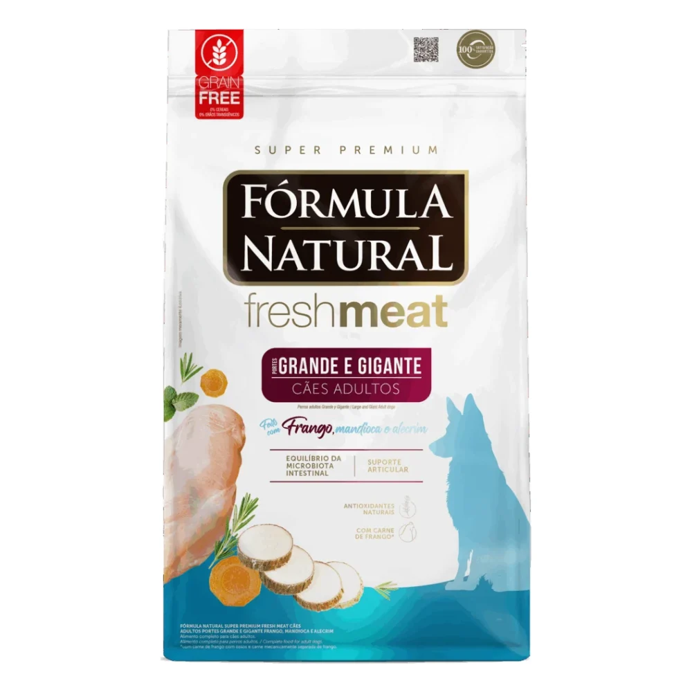 Fórmula Natural Fresh Meat Cães Adultos Porte Grande e Gigante Sabor Frango, Mandioca e Alecrim