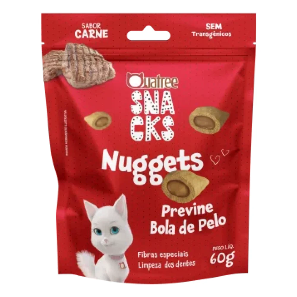 Quatree Snacks Nuggets Gatos Bola de Pelo - Carne