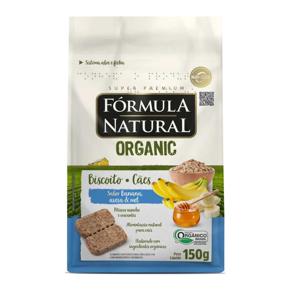 Fórmula Natural Organic Biscoito Cães Adultos Banana, Aveia e Mel