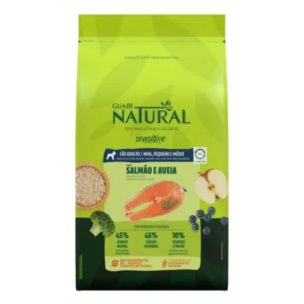 Guabi Natural Cão Adulto Sensitive Porte Mini, Pequeno e Médio Salmão e Aveia