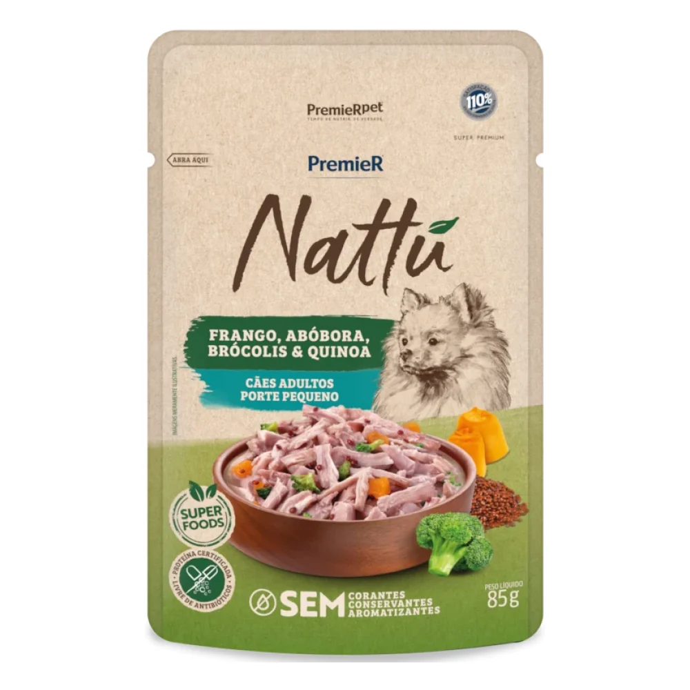 PremieR® Nattu Úmidos Cães Adultos Porte Pequeno Frango, Abóbora, Brócolis & Quinoa