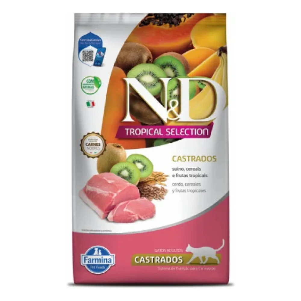 N&D Tropical Selection Feline Suíno Adult Castrados