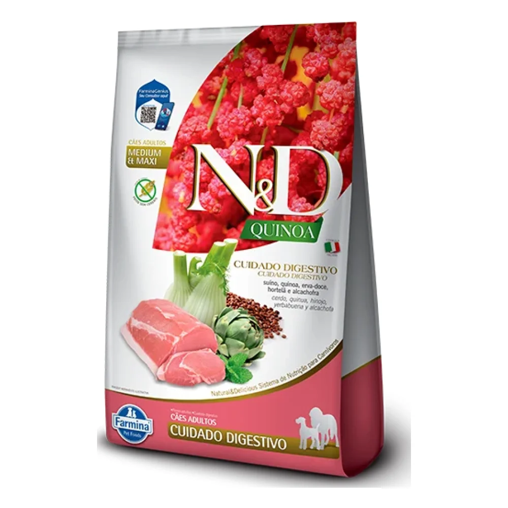 N&D Quinoa Canine Adult Medium & Maxi Cuidado Digestivo Suíno