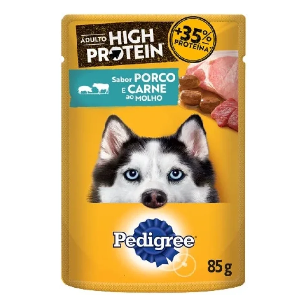 Pedigree® Adulto High Protein Sabor Porco e Carne ao Molho