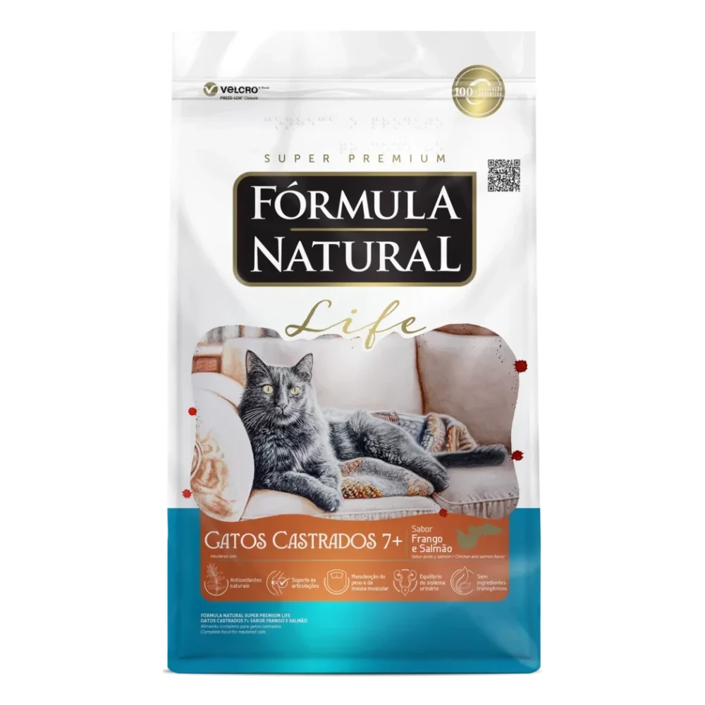 Fórmula Natural Super Premium Gatos Adultos Castrados Pelo Longo Sabor Salmão
