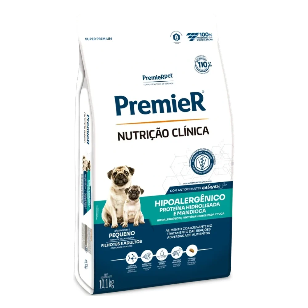 PremieR® Nutrição Clínica Cães Adultos & Filhotes Porte Pequeno Proteína Hidrolisada Mandioca Hipoalergênico